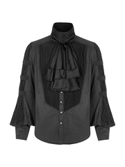 Clearance - Size L for Bust 113cm Black Gentleman Steampunk Shirt with Necktie