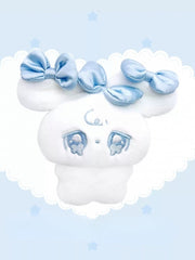 Light Blue Plush Bunny/Puppy Key Chain with Bow Accents