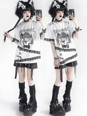 Y2K Print Black Over-the-Knee Flared Leg Warmers