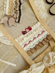 Yellow Sweet Strawberry Cake Embroidery Bodice Cupcake Hem  Lolita Overall Skirt