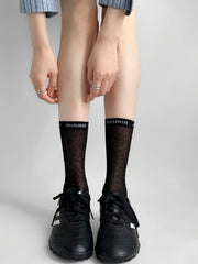 White/Brown/Black/Khaki  Letter Embroidered Socks