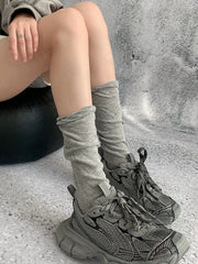 White/Black/Dark Grey/Light Grey Balletcore Summer Loose Stockings