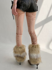 Y2K Nude Asymmetrical Tattoo Tights