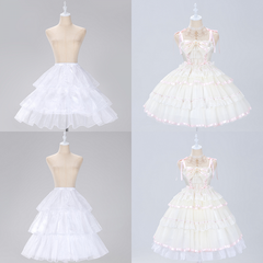 White Lolita Adjustable Length Fish-bone Petticoat