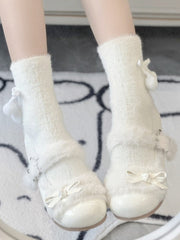 Sweet Lolita White Mary Jane Shoes with Star Snap & Bow Decor