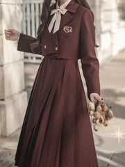 JK Uniform Brown Elegant Blazer with Dove Embroidery