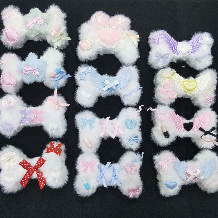 Plush Bone-shaped Hairclip 12 Color Options