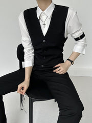 Clearance - Size M for Bust 100cm Ouji Lolita White Unisex Long-Sleeve Pointed Flat Collar Shirt with Button Front & Cuffs