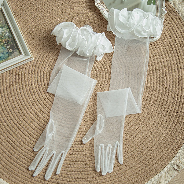 White Tulle Gloves