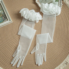 White Tulle Gloves