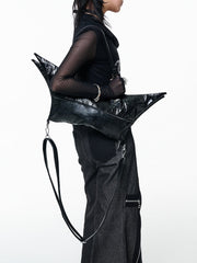 Gothic Punk Black Foldable Four-pointed Star PU Bag