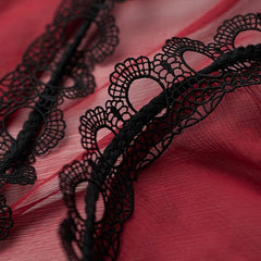 Urban Goth Red Sheer Ruffled Cardigan with Shell Cord Details