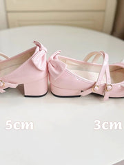 White Sweet Lolita 3cm/5cm Heeled Mary Janes with Bow Accents & Crisscross Straps