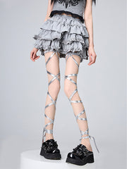 Silver Crisscross Straps Leg Decoration