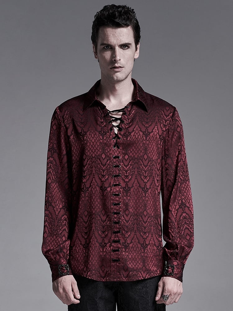 Red Men's Gothic Jacquard Shirt