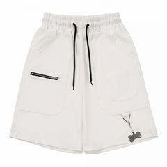 White Summer Shorts Metal Bone Charm