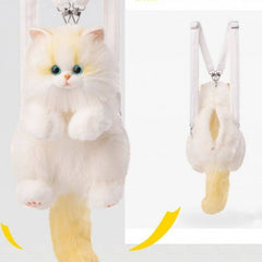Realistic Sitting Cat Plush Backpack/Crossbody Bag
