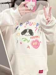 White Puppy Print Hoodie Regular/Thicken Version