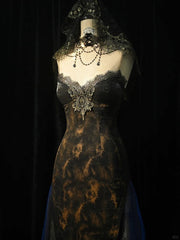 Black and Gold V-neck Slimming Slip Dress