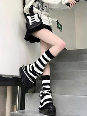 Punk Striped Designed Loose Leg Warmers