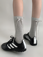 White/Black/Dark Grey/Light Grey Back Bowknot Details Socks