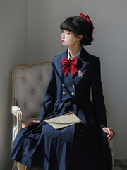 JK Uniform Dark Blue Notched Collar Blazer
