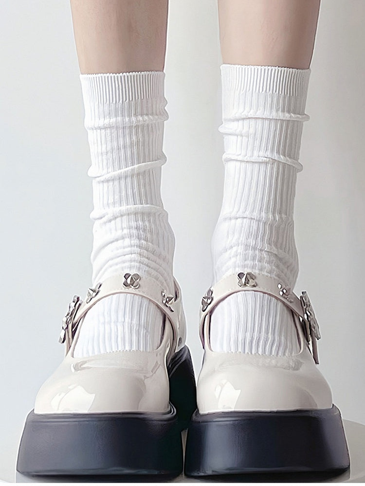 White/Grey/Black Elastic Cotton Socks