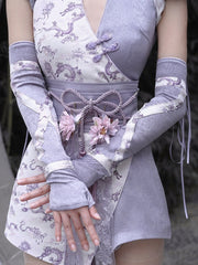 Purple Satin Thumbhole Cuffs Sleeves