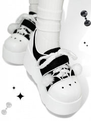 Y2K Black & White Regular/Thicken Version Platform Canvas Sneakers