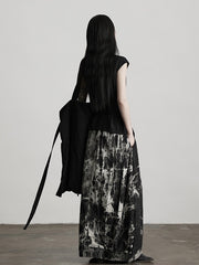 Urban Goth Black Knit Cowl Neck Sleeveless Top with Belt Design