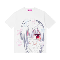 White Girl Print  T-shirt Yami Kawaii Top