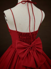 Clearance - Size L for Bust 88-96cm Simple and Elegant Little Red Dress with Big Bow at Back Free Bow Hairclip