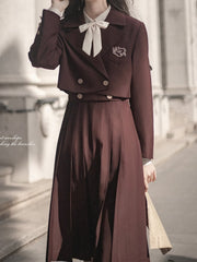 JK Uniform Brown Elegant Blazer with Dove Embroidery