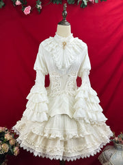 White Shiro Gothic Lolita Handkerchief Overlay Jacquard Skirt