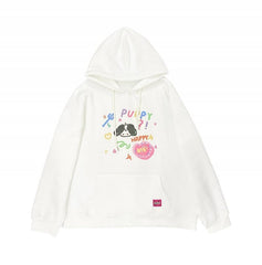 White Puppy Print Hoodie Regular/Thicken Version