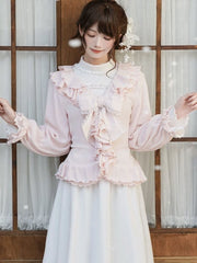Pure Style Jirai Kei Pink Ruffle Bow Cardigan