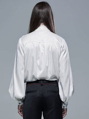 Men's White Gothic Vampire Count Long Sleeve Shirt