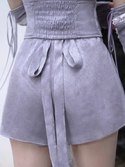 Purple Flower Chinoiserie Knot Corset Belt