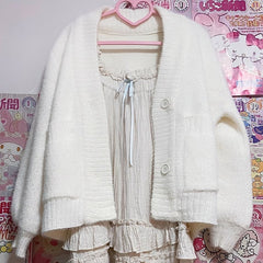 Pink/White Sweet Long Sleeves Knit Cardigan