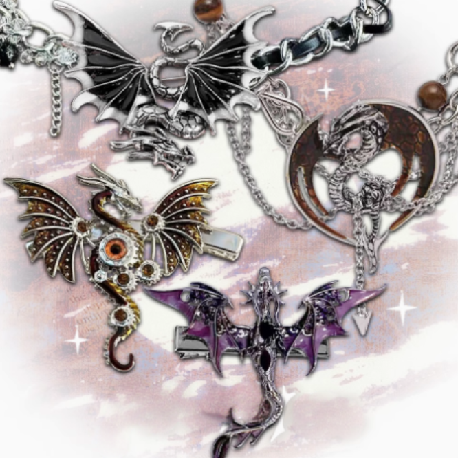 Y2K Dragon Choker/Hairclip/Brooch