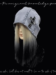 Y2K Black/Blue Rolled Hem Cross Accent Punk Rock Hat
