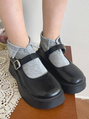 White/Black/Gray Turn-Down Collar Button Design Socks