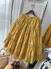Yellow 82cm Ruffled Elastic Waist Under Skirt