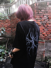 White/Black Gothic Dark Fantasy Graphic T-Shirt