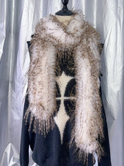 Yellow/White&Brown/White/Black Y2K Shaggy Scarf