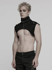 Black Men's Punk Denim Ultra Short Vest