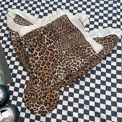 Yellow Y2K Gyaru Fashion Leopard Pattern Lace Trim Baseball Cap