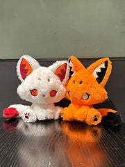 White and Red Pastel Goth Fox Plushie