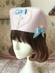 Lace Heart-shaped and Cross Accents Cosplay Nurse Lolita Hat with Bowknots – 5 Color Options