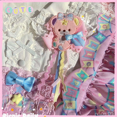 Made-to-Order Teddy Bear and Bowknot Brooch